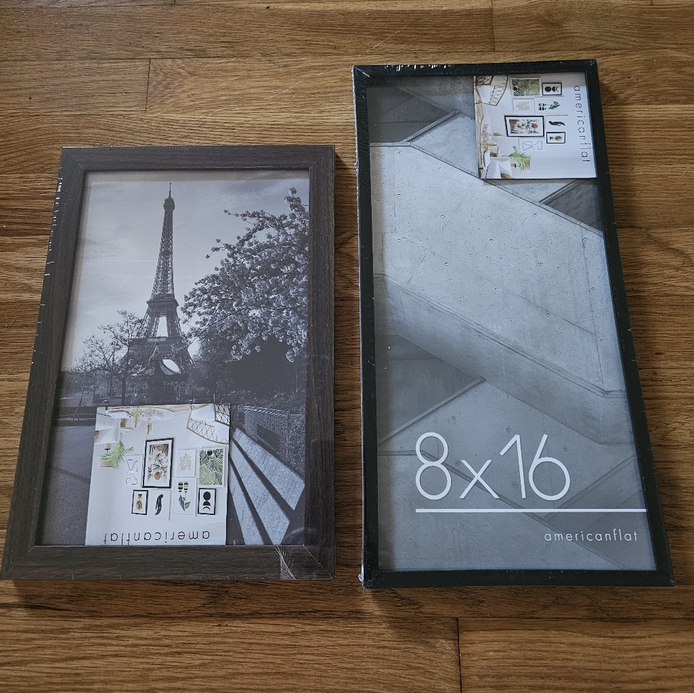 Americanflat Black Picture Frame Bundle of Qty 2 New In Package 8x12 & 8x16